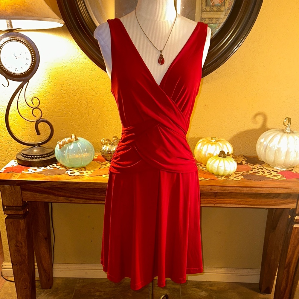 Max & Cleo Vibrant Red Wrap Mini Dress - Picture 2 of 5